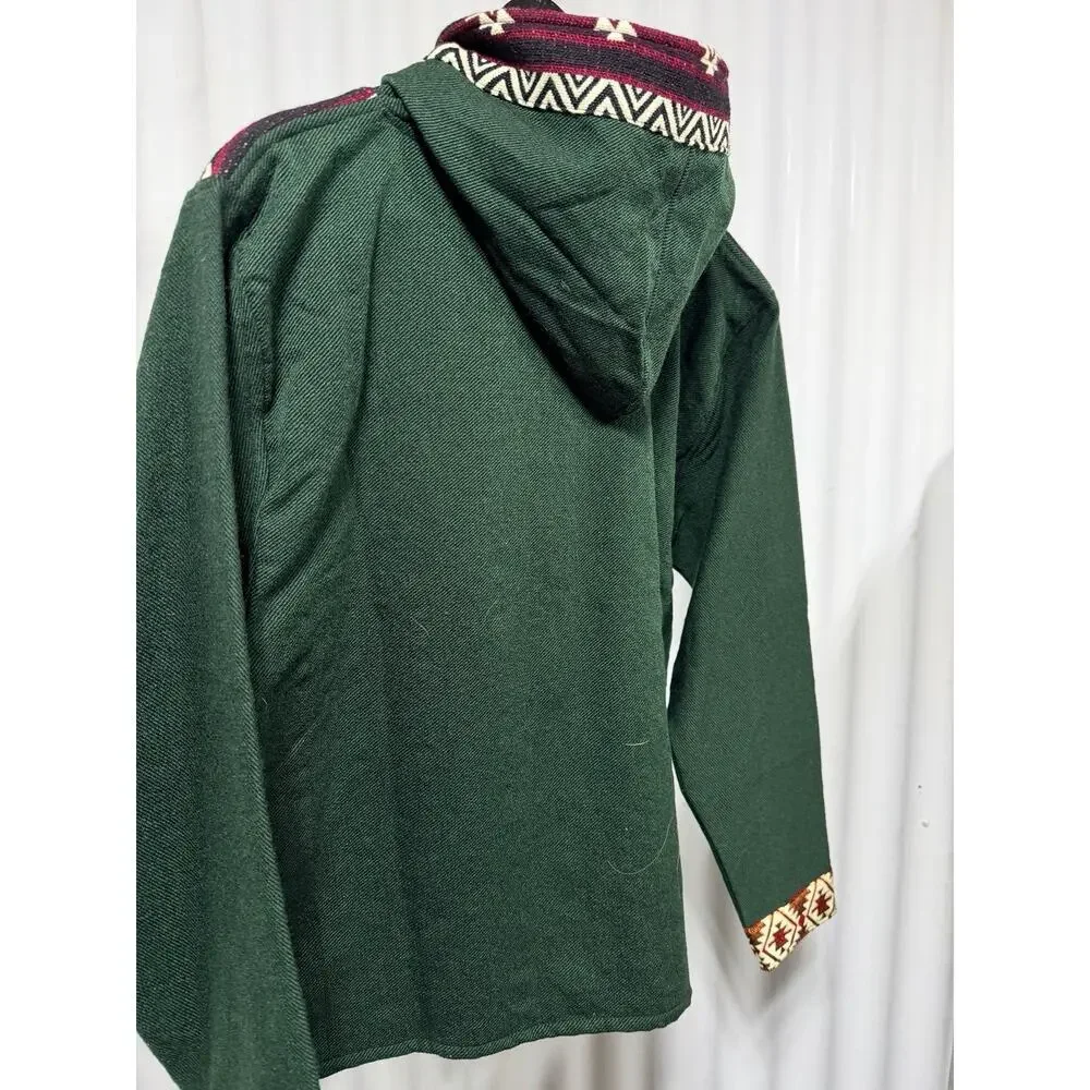 Native Artists Alpaca Llama Geometric Full Zip Knit Hoodie Jacket Mens Size M
